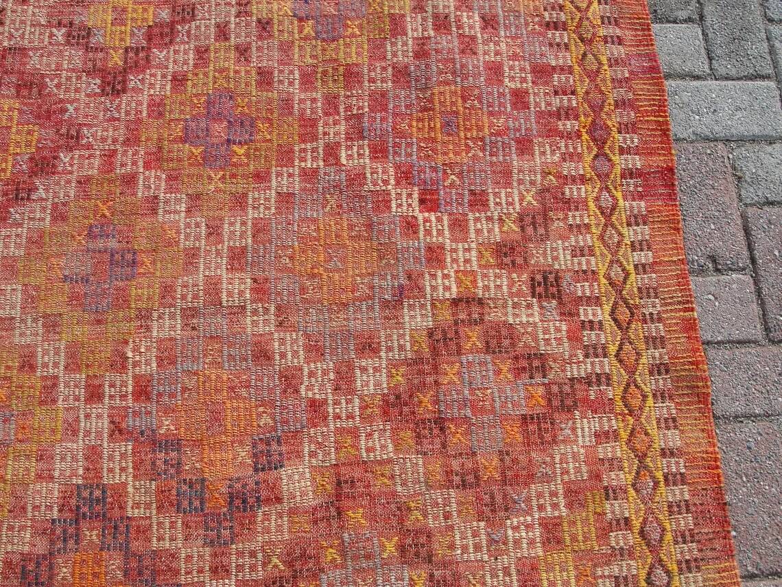 Turkish kilim area rug, vintage kilim rugs runner