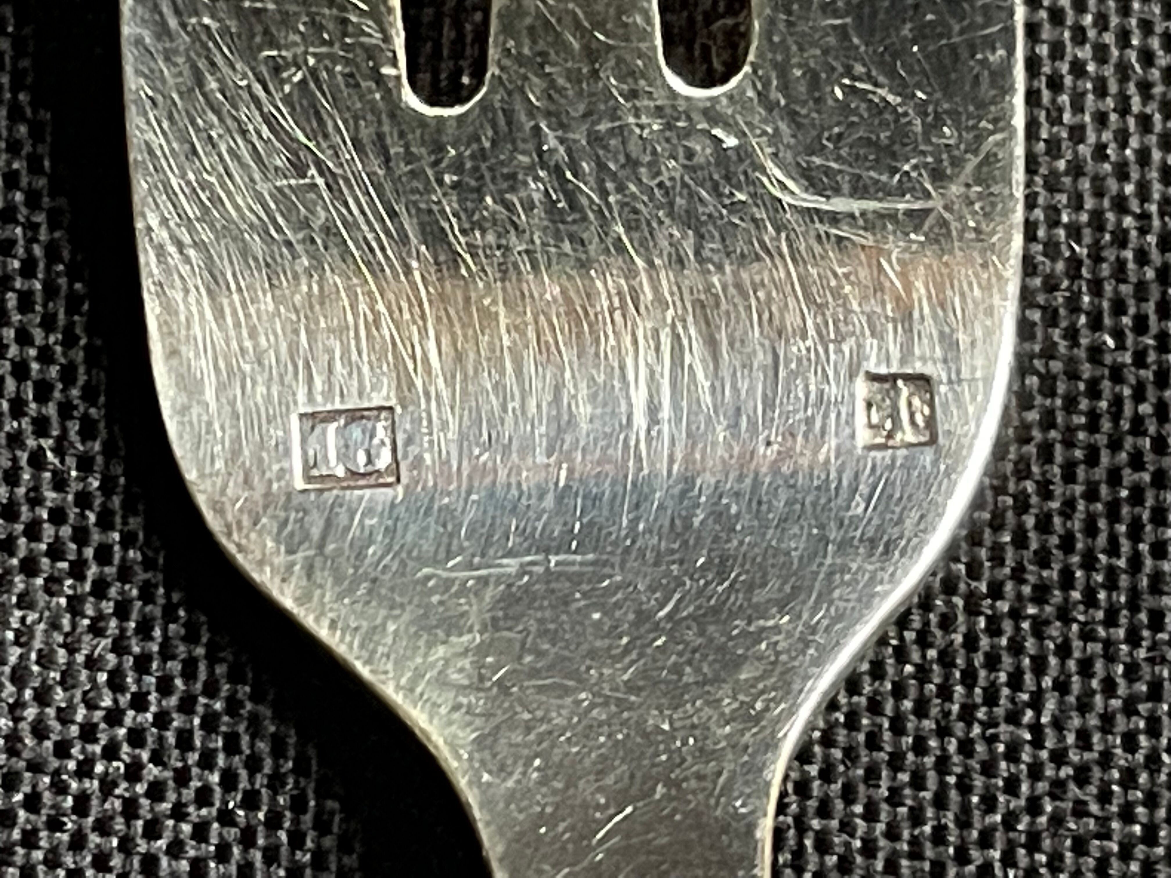 12 Dessert Forks – Hallmarked Silver Metal – Art Deco