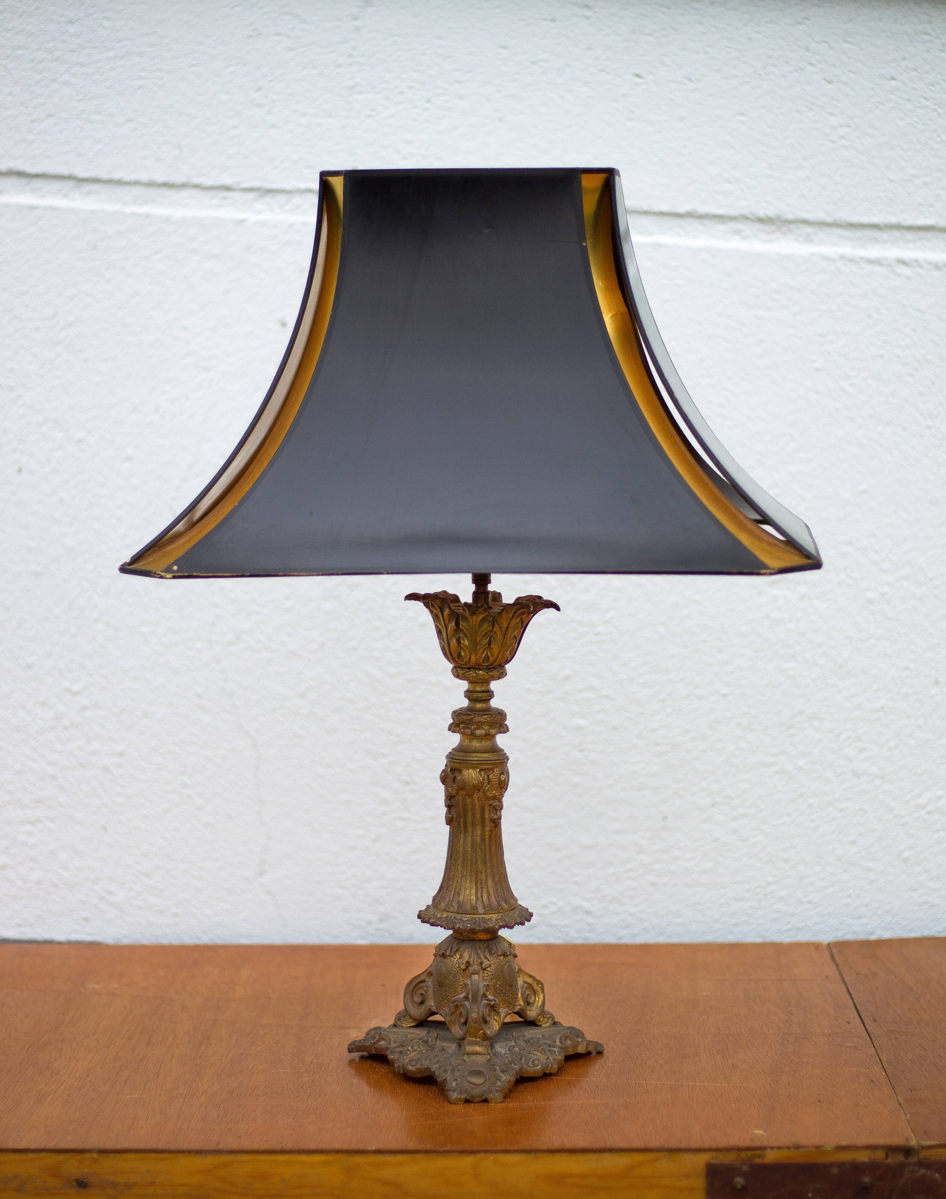Bronze lamp with lampshade, bronze table lamp, living room lamp, lampshade lamp, accent lamp