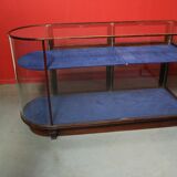 Mahogany showcase case with curved glass