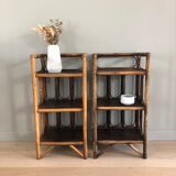 pair of vintage rattan bedside