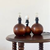 3 wooden ball lamp bases.