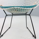 Diamond chair by Harry Bertoia in white & black metal and new leather seati