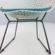 Chaise Diamond de Harry Bertoia en métal blanc et noir et assise en cuir neuf