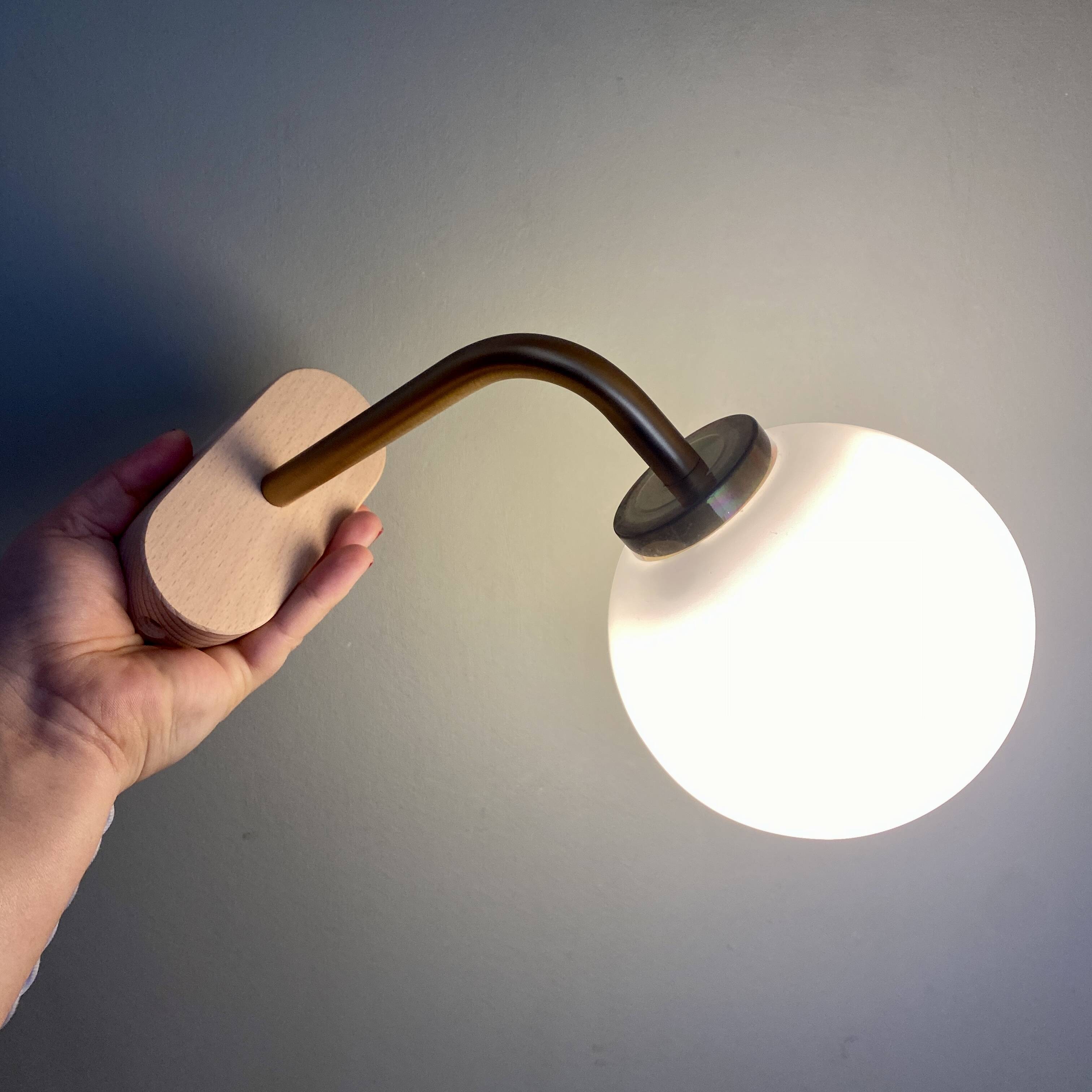 Vintage globe wall lamp in white opaline