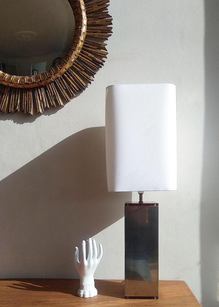 Lamp polished mirror and plexiglas - 70s