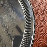 Round silver metal tray