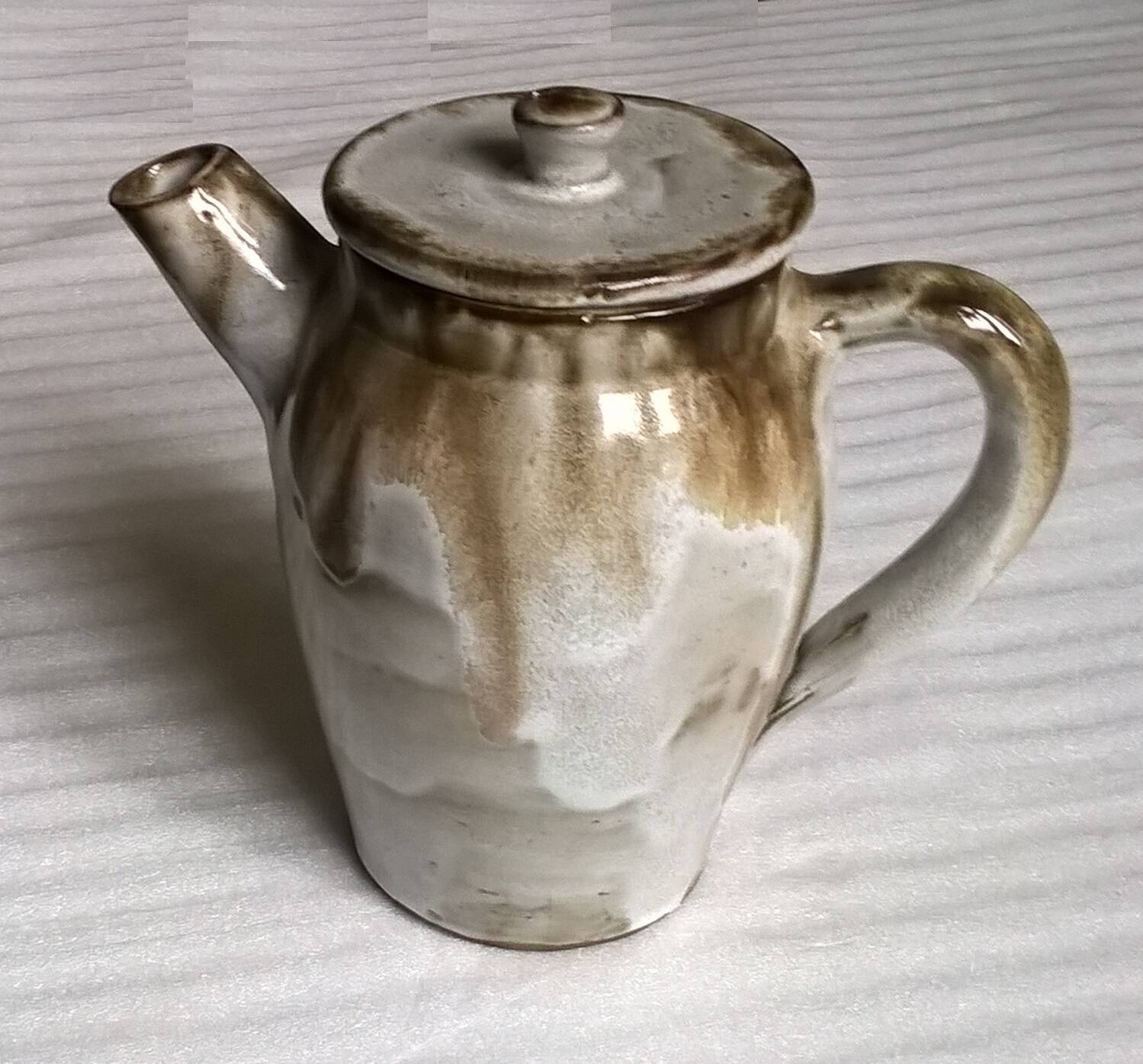 Glazed flamed stoneware teapot C.Turgis Normandie.