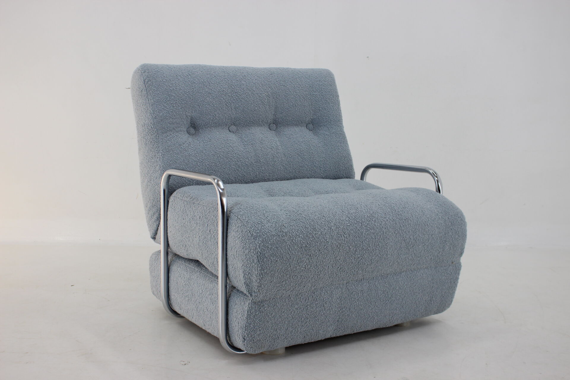 1970s convertible chrome armchair in bouclé ,czechoslovakia