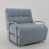 1970s convertible chrome armchair in bouclé ,czechoslovakia
