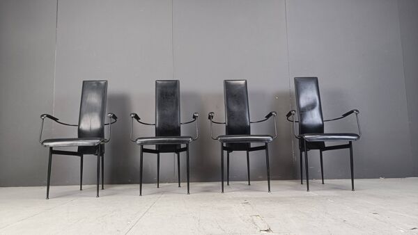 Chaises de salle à manger vintage S44 par Giancarlo Vegni pour Fasem, ensemble de 4, 1980