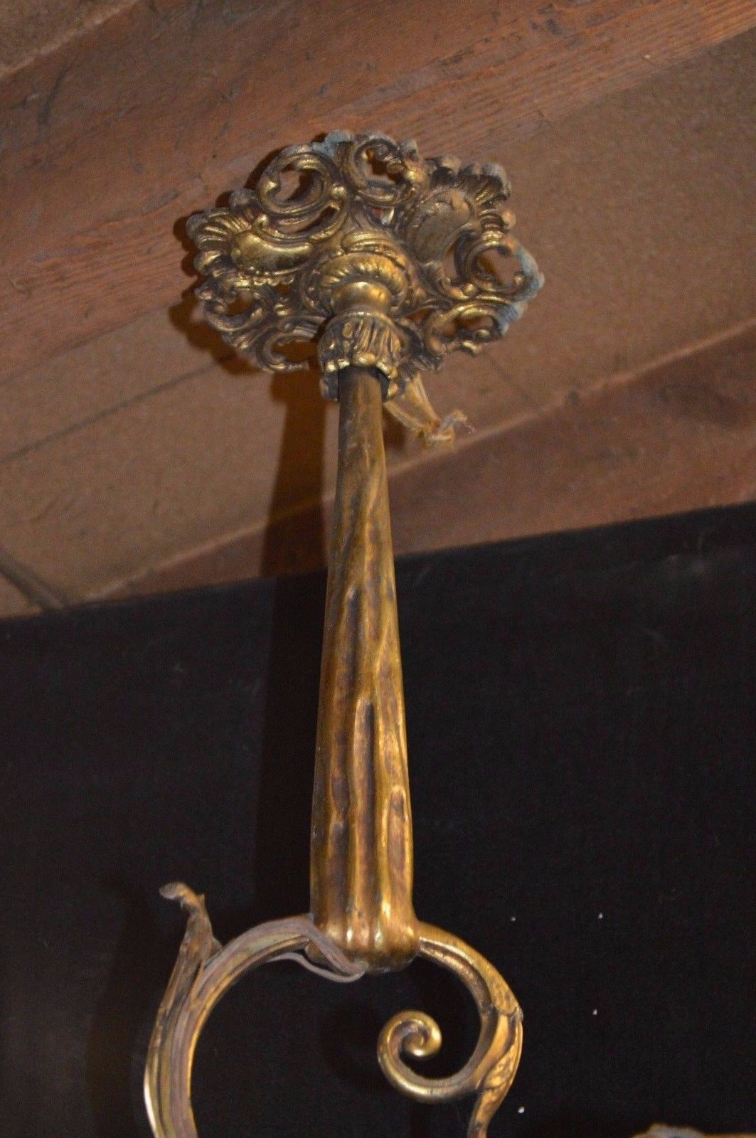 Former bronze chandelier / 3 signed tulips negra