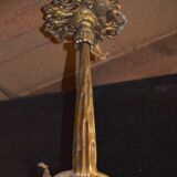 Ancien lustre en bronze / 3 tulipes signées negra