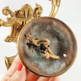 Set of 2 old candlestick sconces in bronze