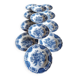 12 assiettes creuses anglaises Ridgway "Windsor" bleu