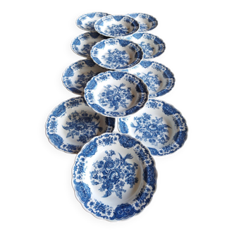12 English soup plates Ridgway "Windsor" blue