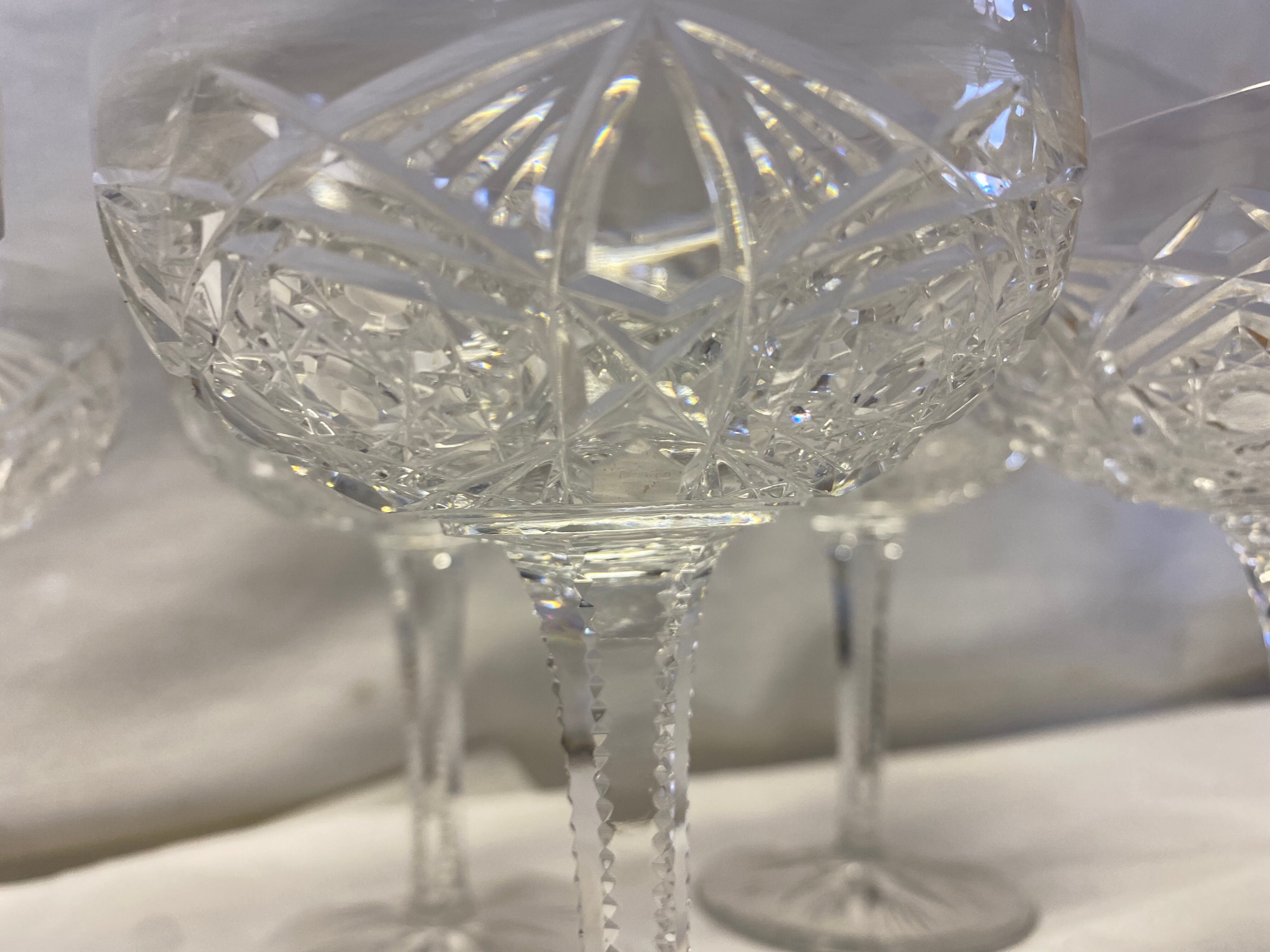 6 crystal champagne glasses