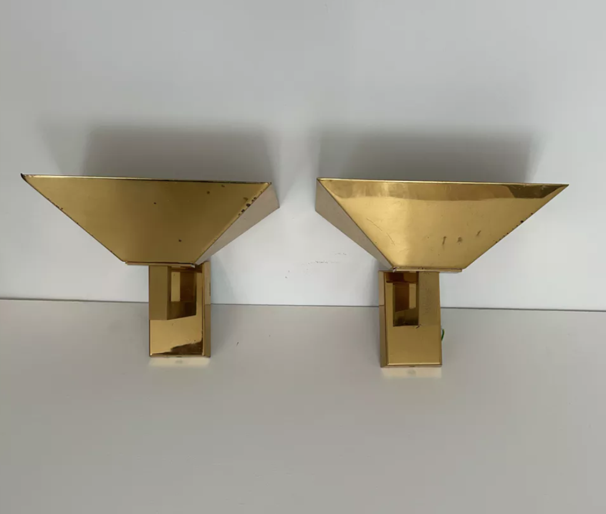 Paire d’applique vintage laiton massif, Allemagne 1980