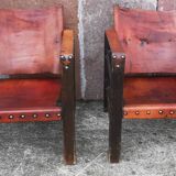 Pair of safari-style armchairs, 1930s