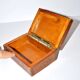 Vintage wooden box with straw marquetry and mother-of-pearl decoration.