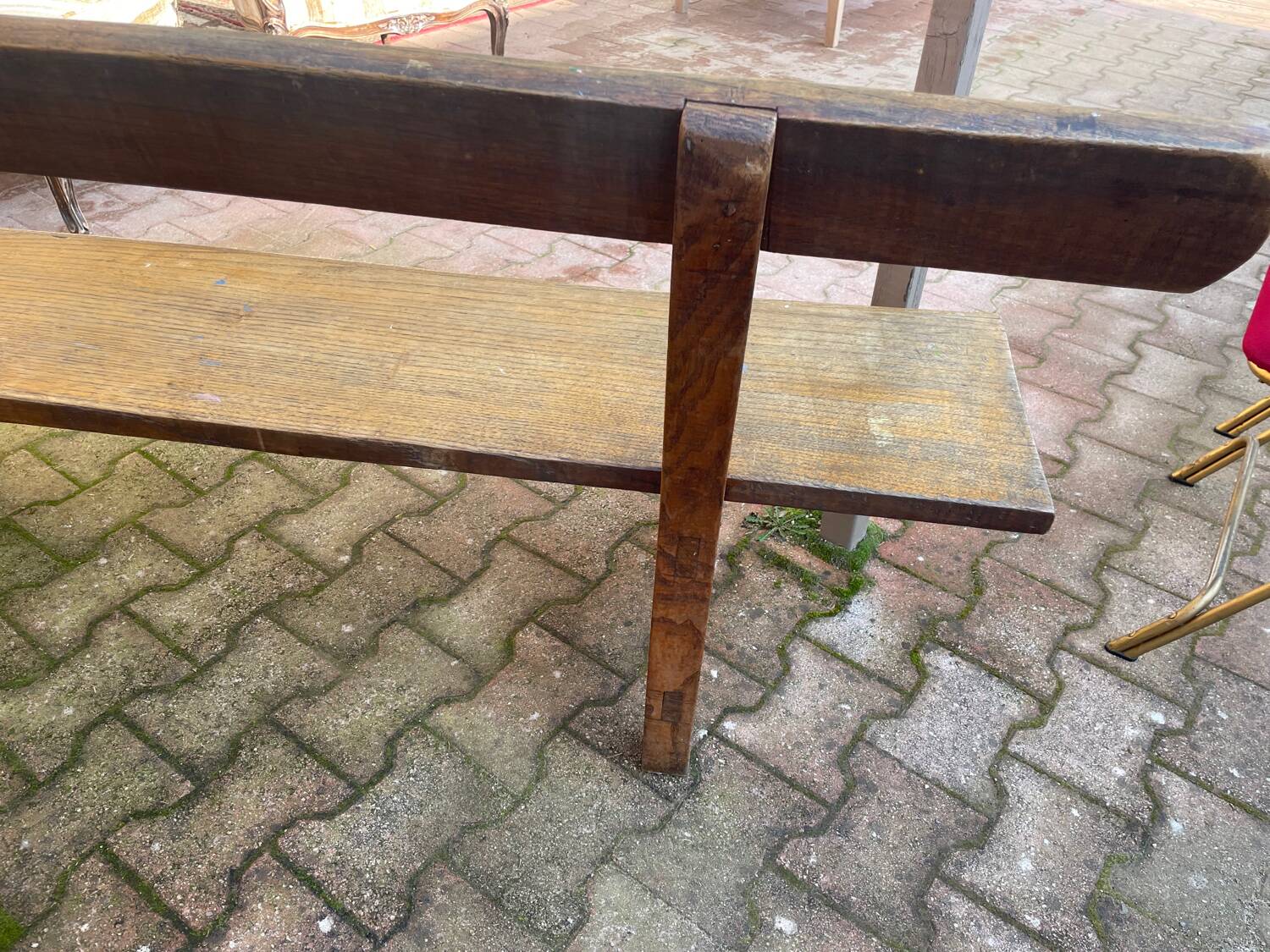 Oak bench with backrest