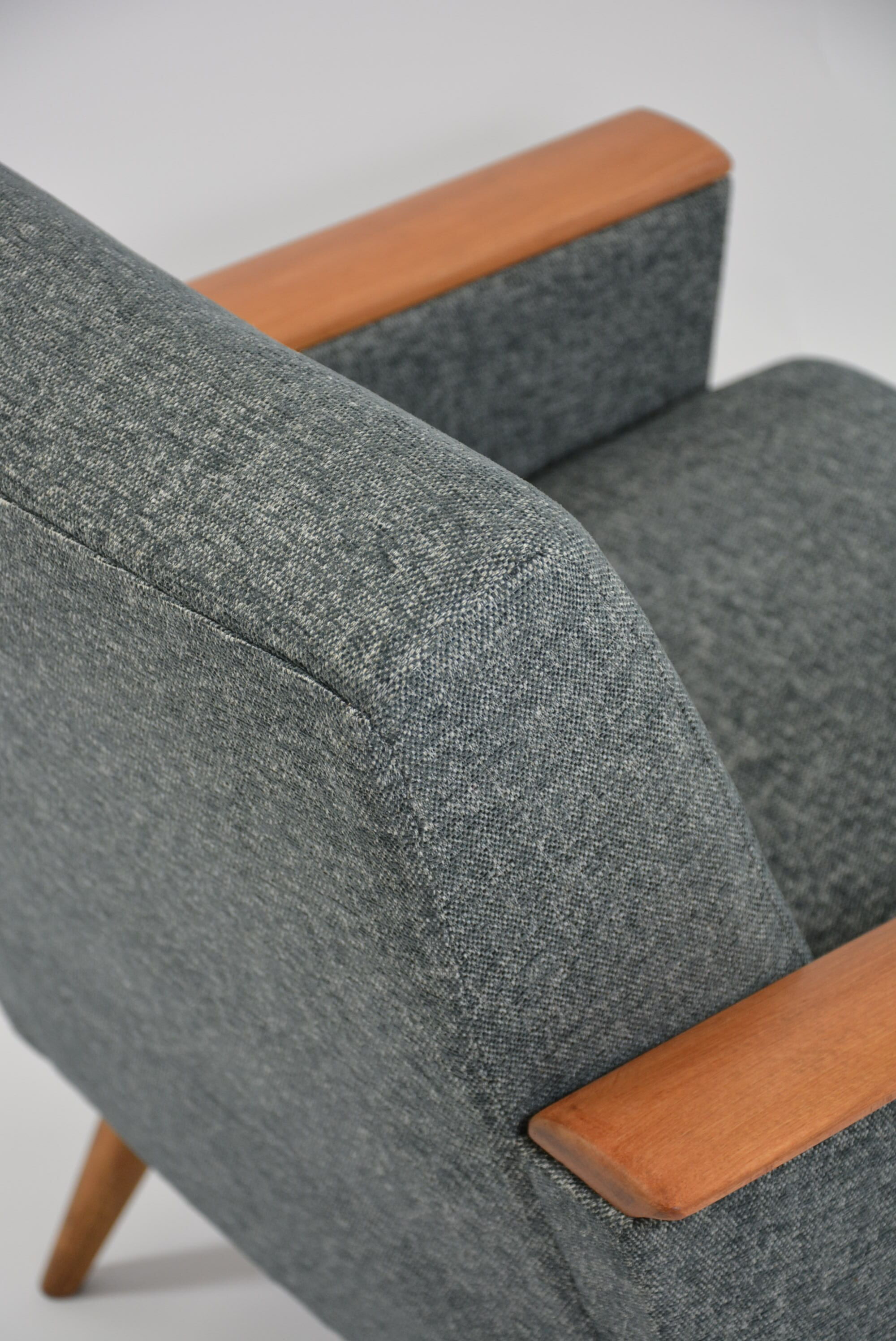 Fauteuil carre gris chiné