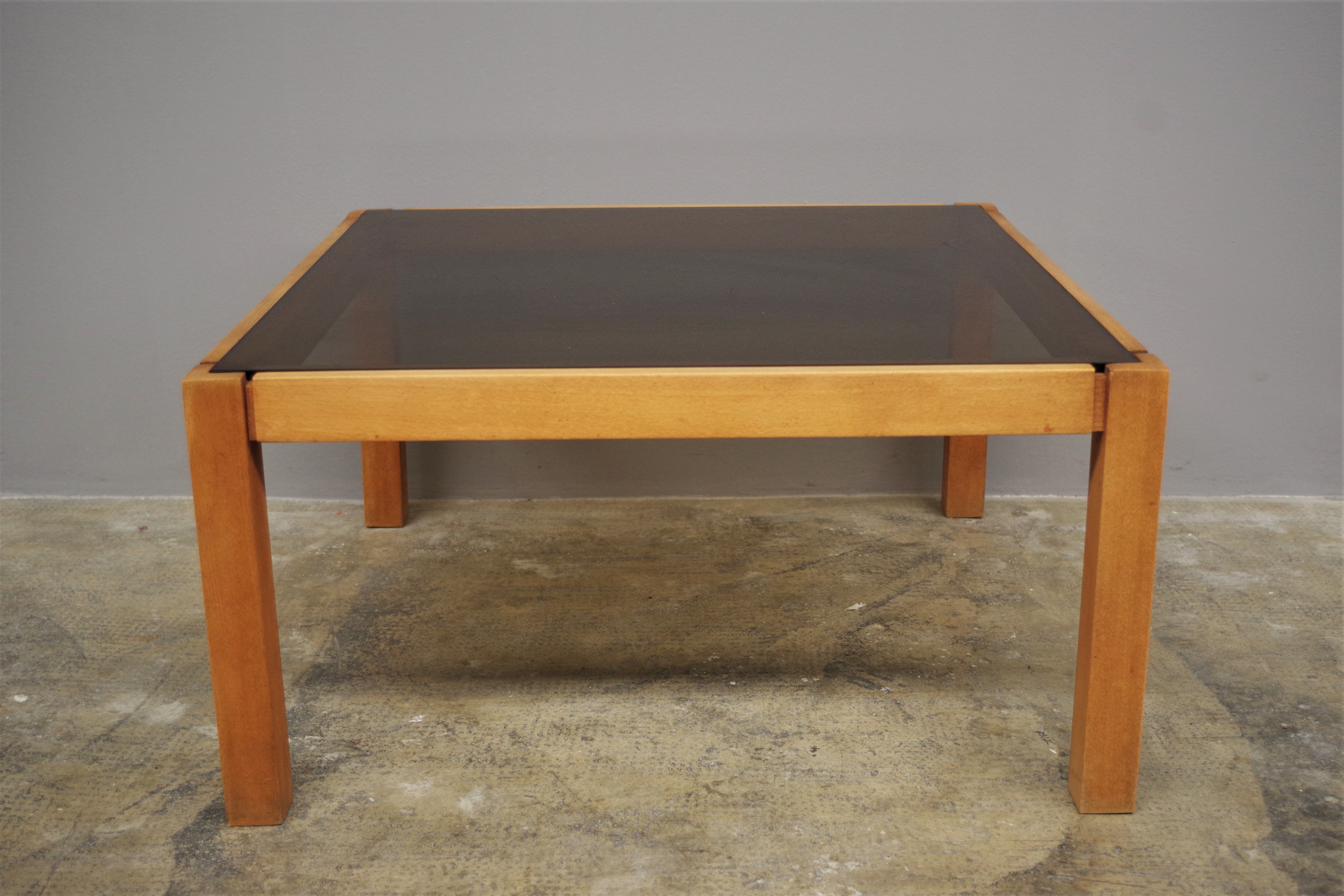 Coffee table with smoked glass top, 1980s