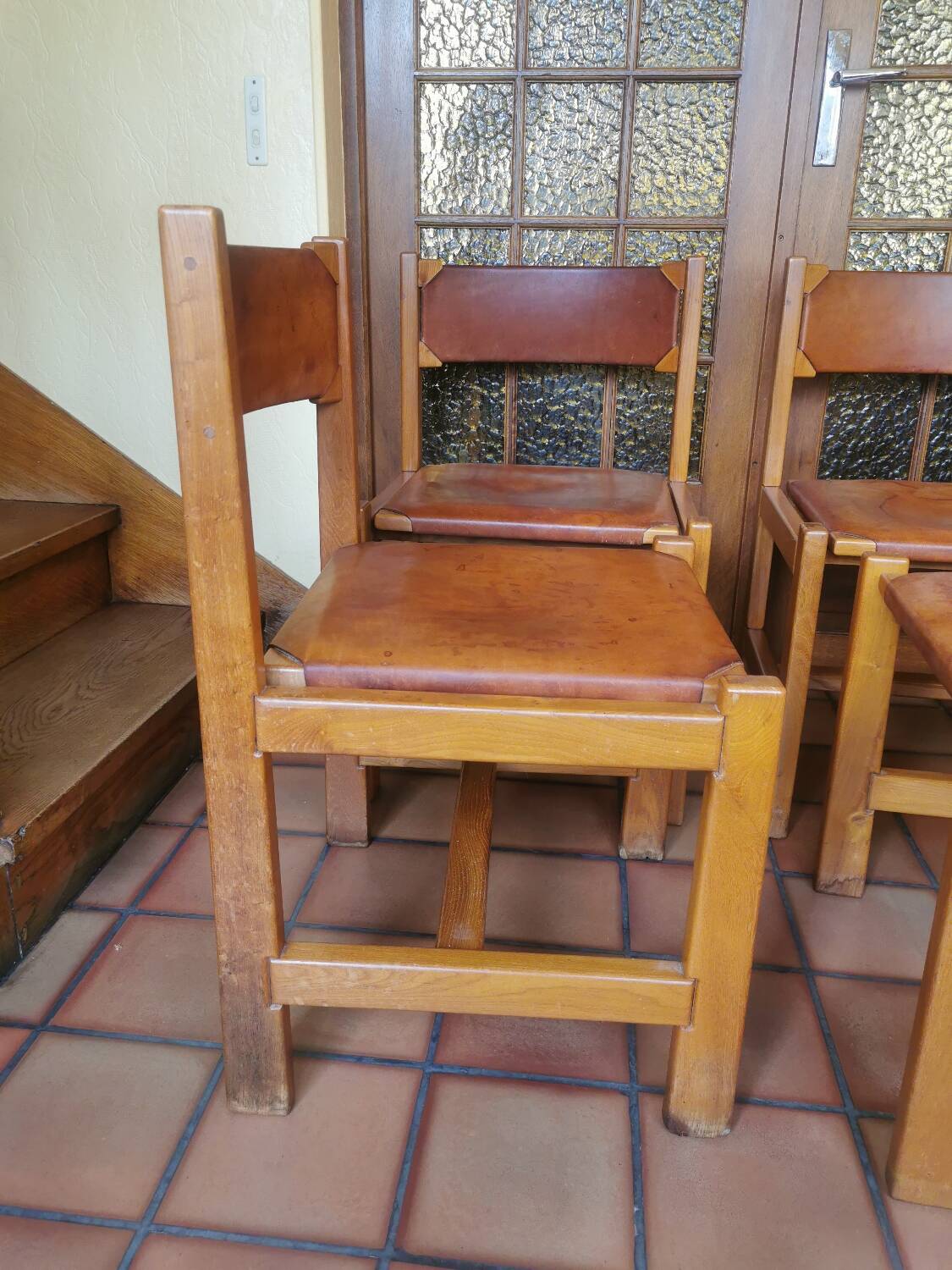 Regain elm and leather chairs