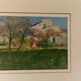 Peinture à l'huile de paysage sur tablette Début des années 1900 Italie