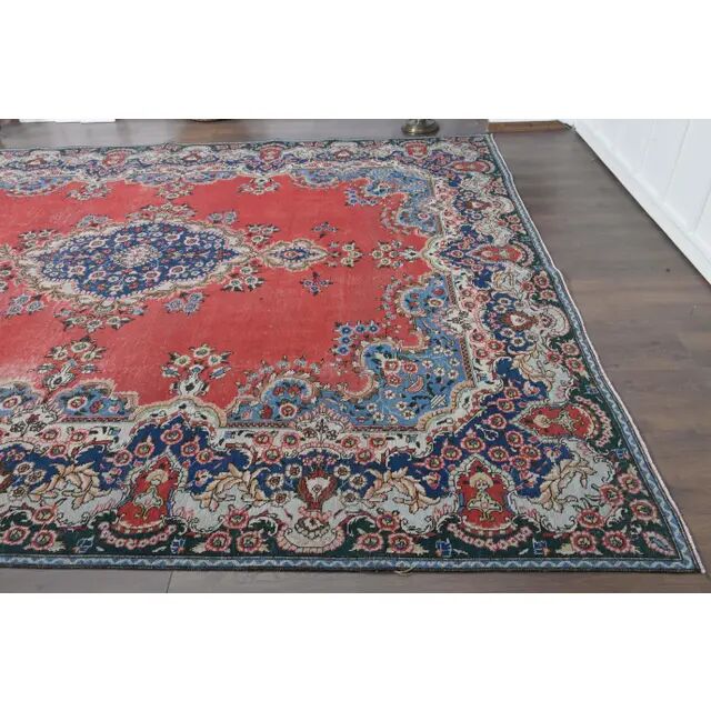 1970s Vintage Persian Handmade Wool Red Oversized Area Rug  295x385