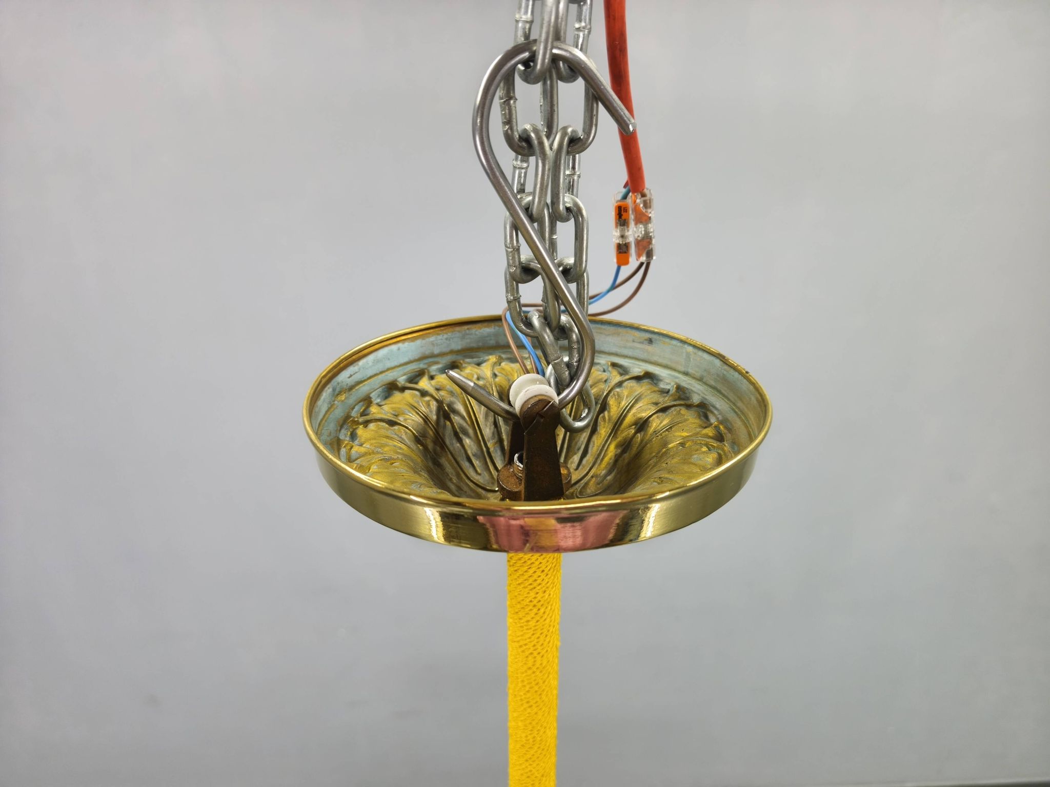 Art Deco chandelier with glass shade, Czechoslovakia, 1930s