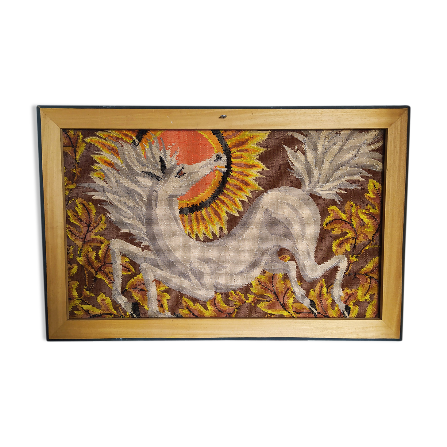 tapestry 1960 Lurcat White horse and sun Orange