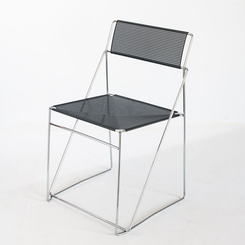 Vintage X-Line chair in enamelled and chromed metal by N.J. Haugesen for Bent Krogh