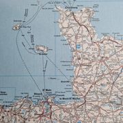 Framed vintage "Michelin" road map from the 80s, 111 cm x 100 cm