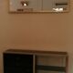 Console set and its mirror, black and gold, 80s