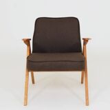 Vintage Lounge Chair Dark Cacao Wool Upholstery