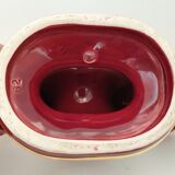 Double art deco lamp foot in bordeaux and gold ceramics