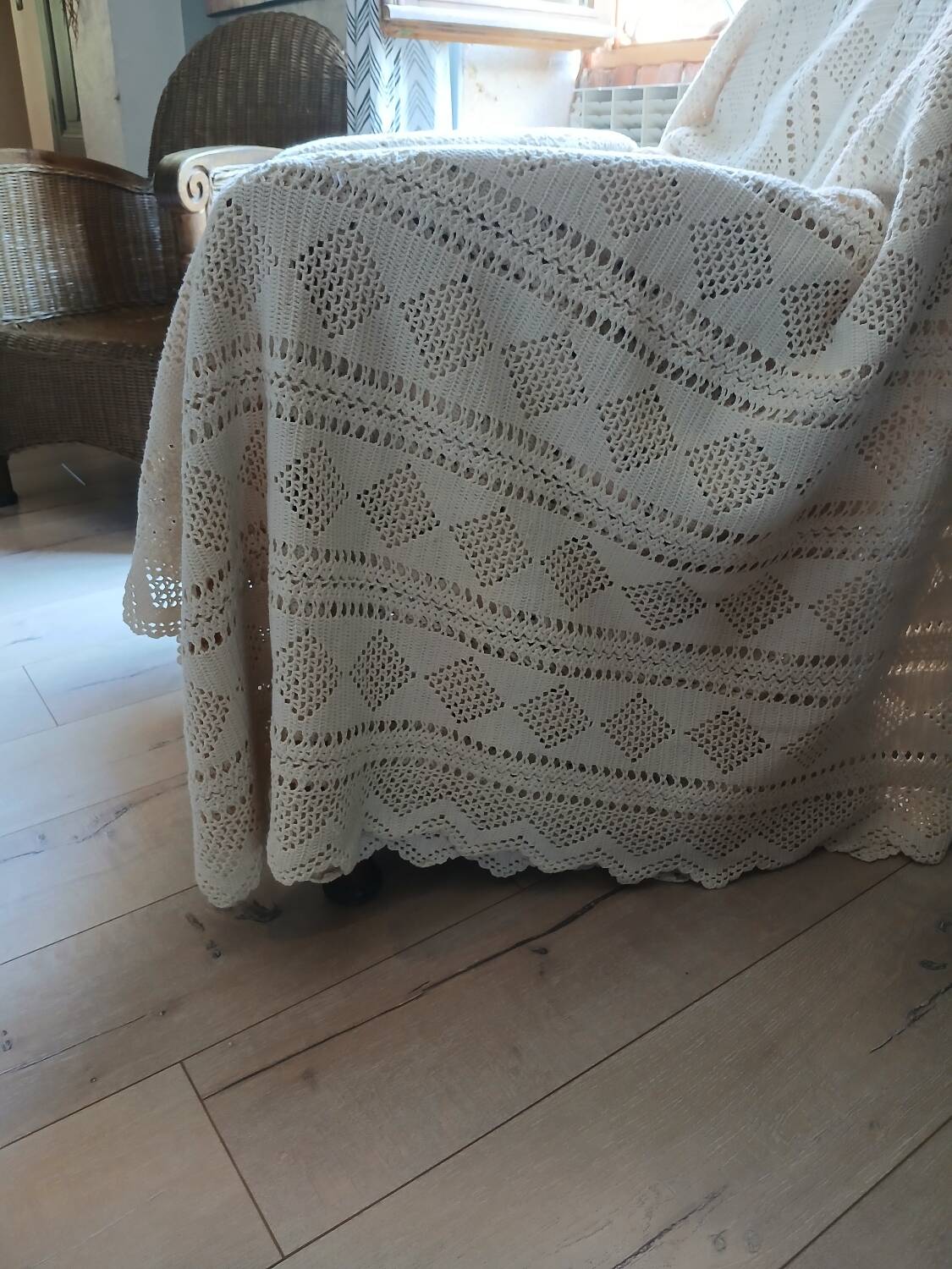 Antique crochet bedspread