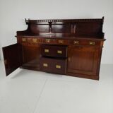 Early 20th-century English mahogany dresser / sideboard – brass campaign hardware