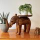 Support de plante en bois vintage en forme d'éléphant