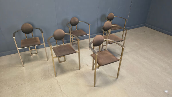 Chaises de salle à manger postmodernes par Belgochrom, ensemble de 6 - années 1980