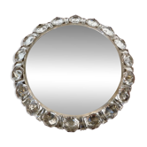Illuminated round crystal glass mirror from Palwa, West-Germany 1950s
