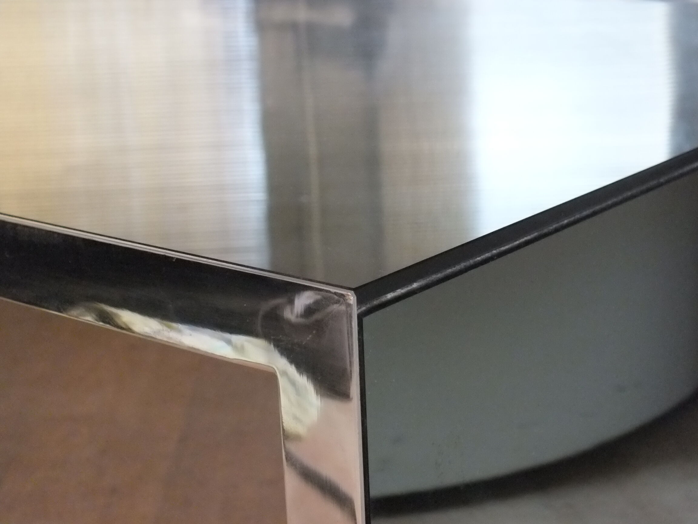 Nanda Vigo design in years '70 low mirror table "four corners" by Driade Italy