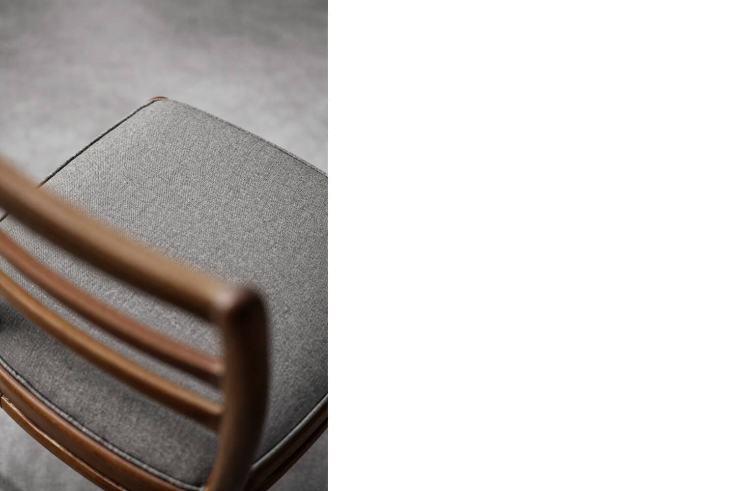 Vintage Mid-Century Danish Modern Elegant Teak & Grey Fabric Chairs, 1960s