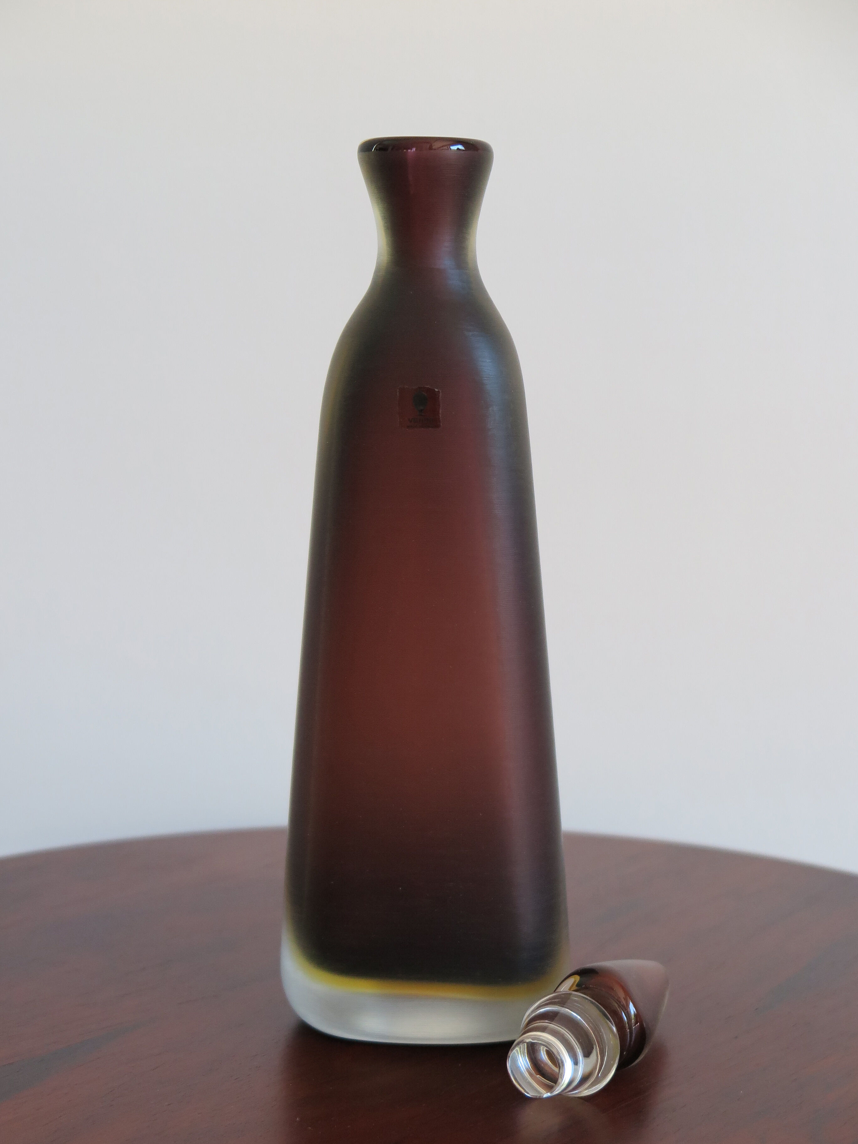 Italian Venini Murano glass bottle Incisi serie 1980