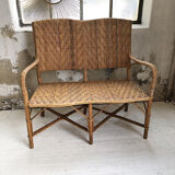 Old wicker and rattan bench