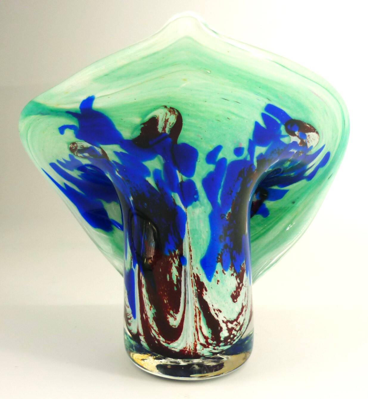 Vase, blown glass, inclusions, large neck, signed Jean Michel Gauthier 2005