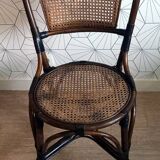 Pair of vintage bistro chairs in bamboo and canework