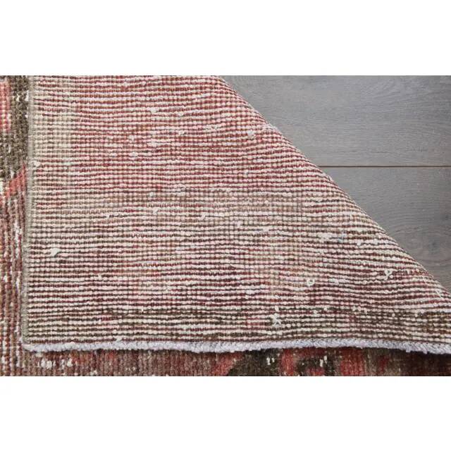 1970s vintage Turkish Oushak handmade wool cotton red area rug 89x344