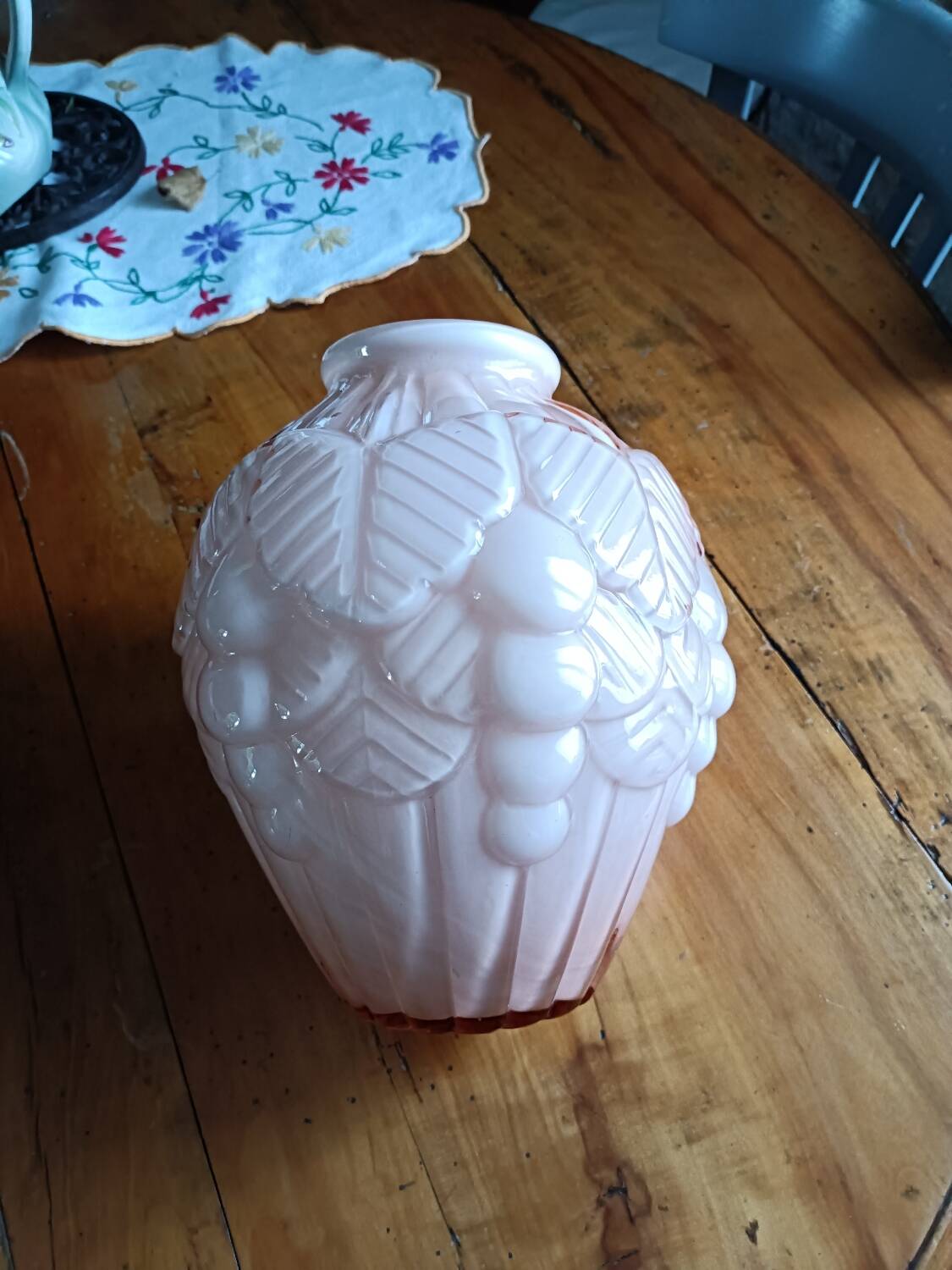 Art Deco pink opaline vase